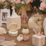 3D Decoração romântica de casamento em tons suaves