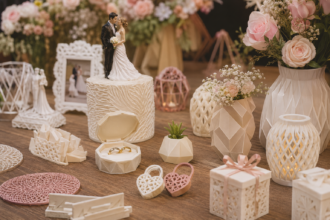 3D Decoração romântica de casamento em tons suaves