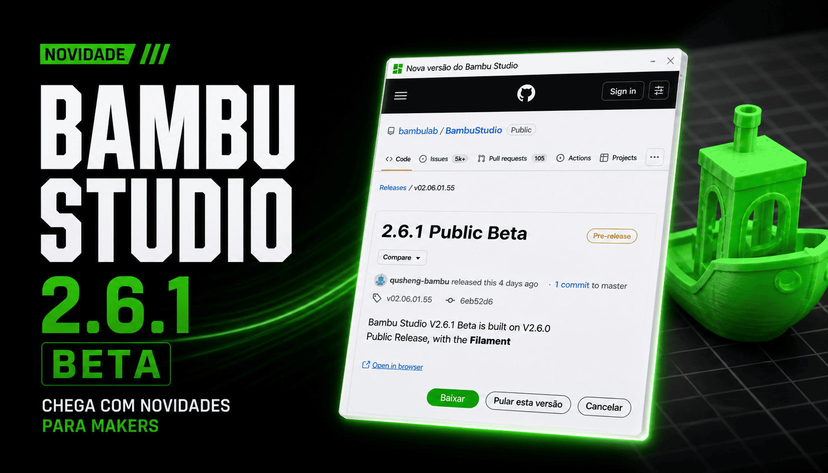 Novidade no Bambu Studio 2.6.1